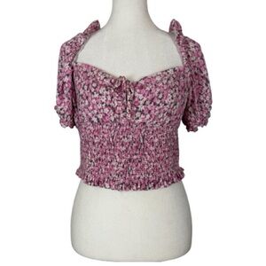 Aritiza Sunday Best floral smocked crop top size XL